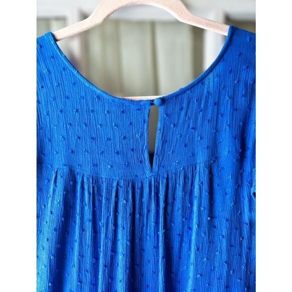 Kori America Women’s Size Small Blue Tiered Mini Dress • Ruffled Cap Sleeves - Picture 7 of 10